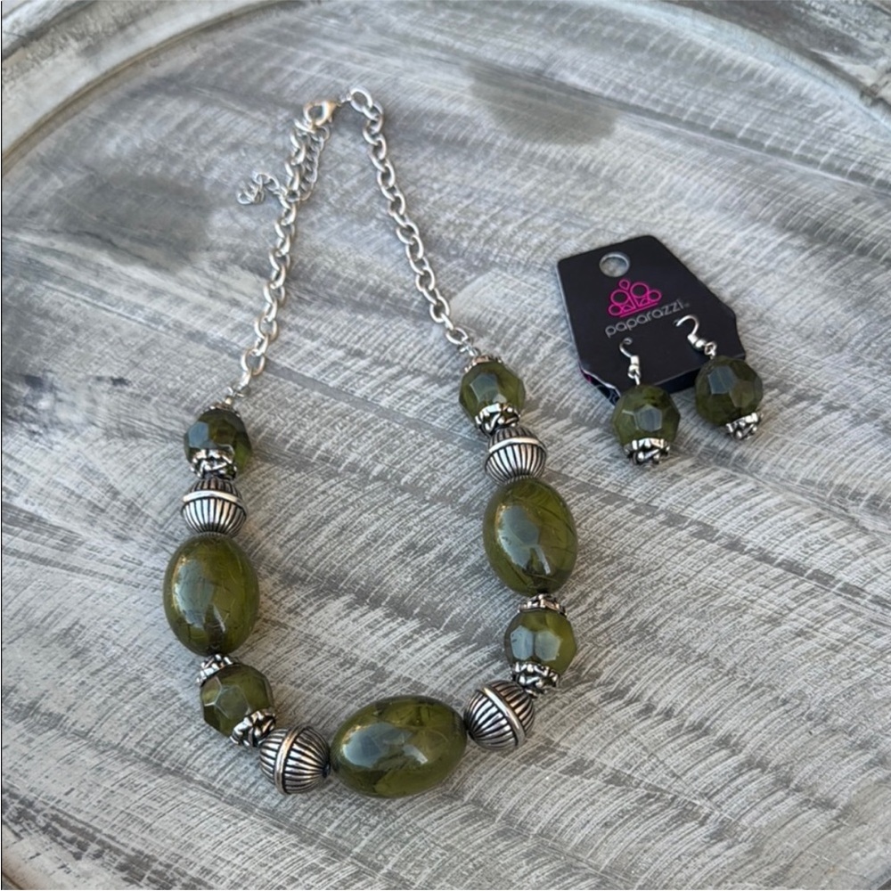Paparazzi Green and Silver Bohemian Necklace
